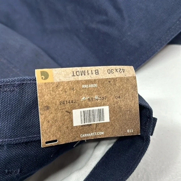 Carhartt Pants Washed Work Utility Dungaree Straight Leg Midnight Blue 42 x 30 - Picture 7 of 8